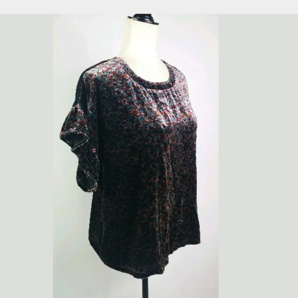 Current Elliott Janie 2 Short Sleeve Floral Velvet